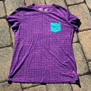 NEW WITHOUT TAGS HURLEY PURPLE PRINTED T-SHIRT WITH CONTRAST POCKET, SIZE LARGE